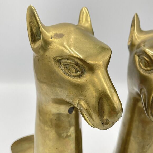 Solid Brass Vintage MCM Camel Bookends Spain SARREID LTD Retro Sphinx 9" - Picture 9 of 9